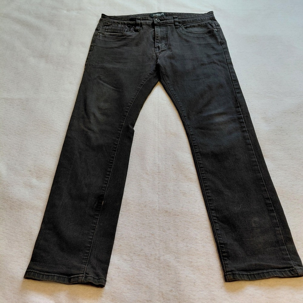 Kenneth Cole Mens Slim Fit Jeans 34x30 Dark Gray Denim Pants Mid Rise